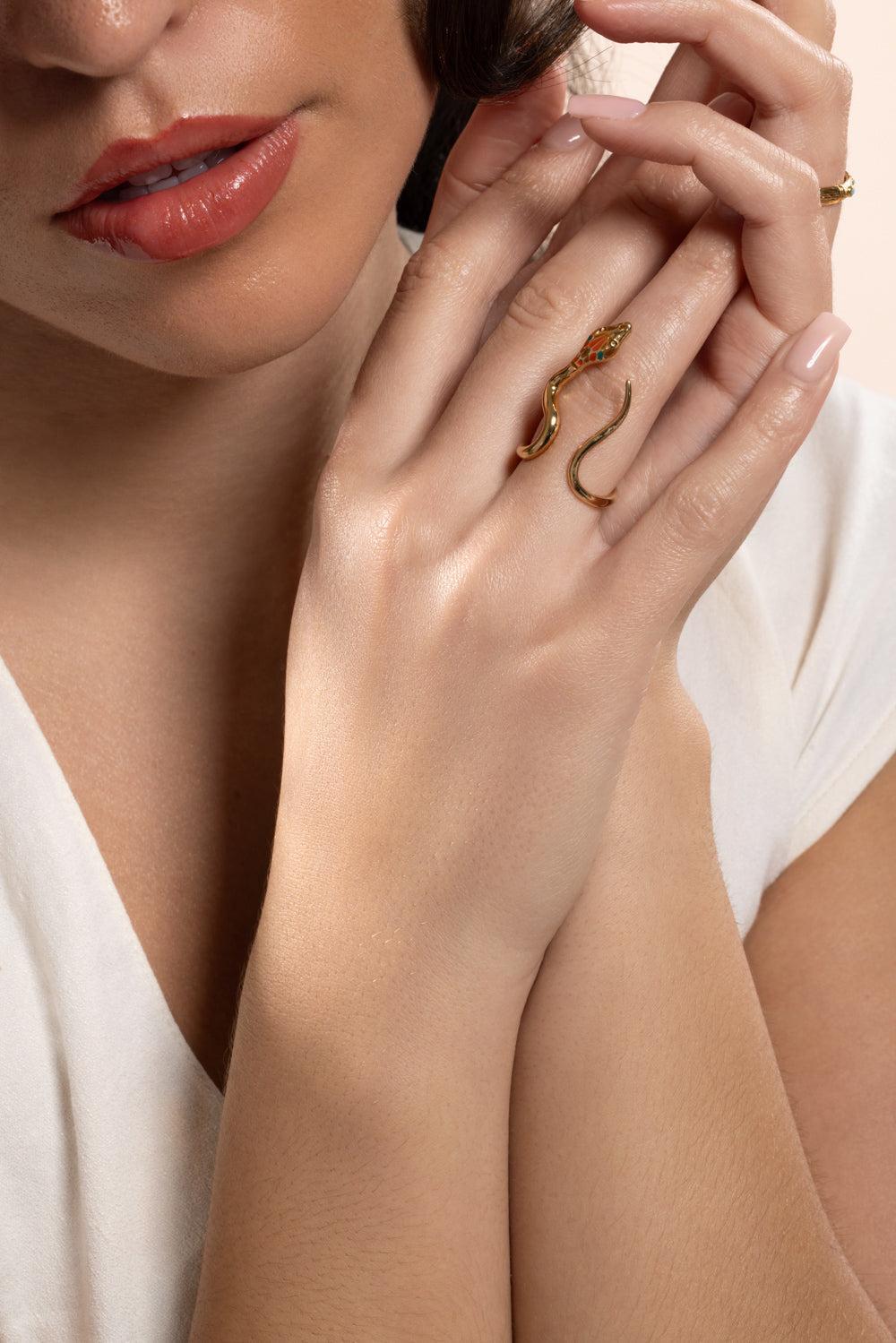 Orange Brown Naja Ring-ORANGE-5.5-JEWELRYBOUTIQUERING-GAS BIJOUX
