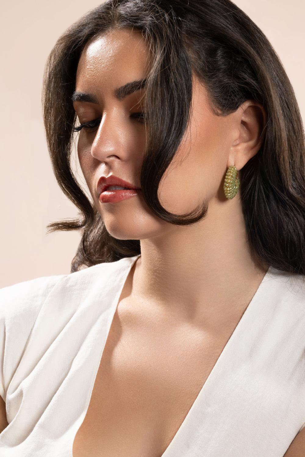 Green Quartz Small Izzia Earrings-GREEN-JEWELRYBOUTIQUEEARRING-GAS BIJOUX