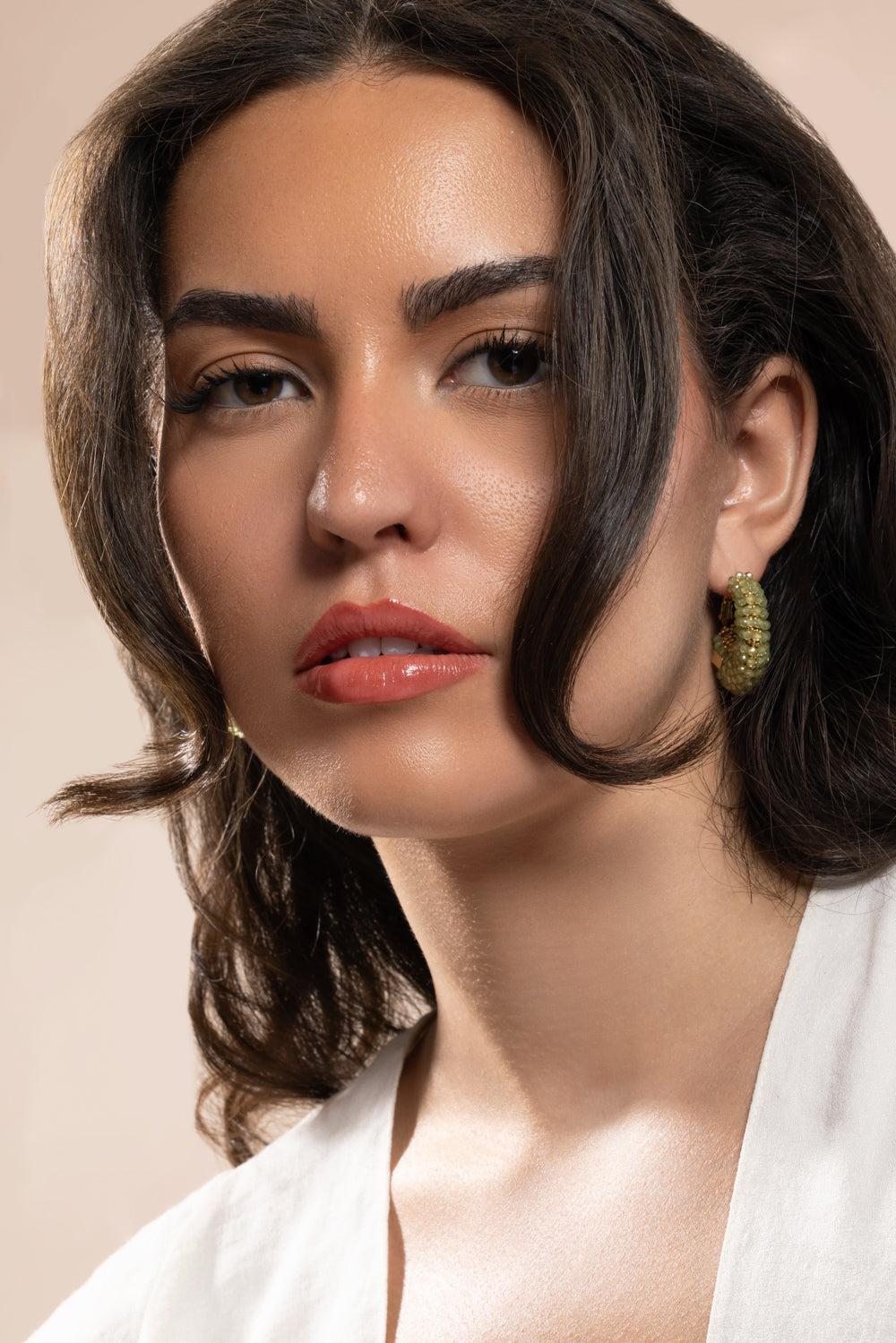 Green Quartz Small Izzia Earrings-GREEN-JEWELRYBOUTIQUEEARRING-GAS BIJOUX