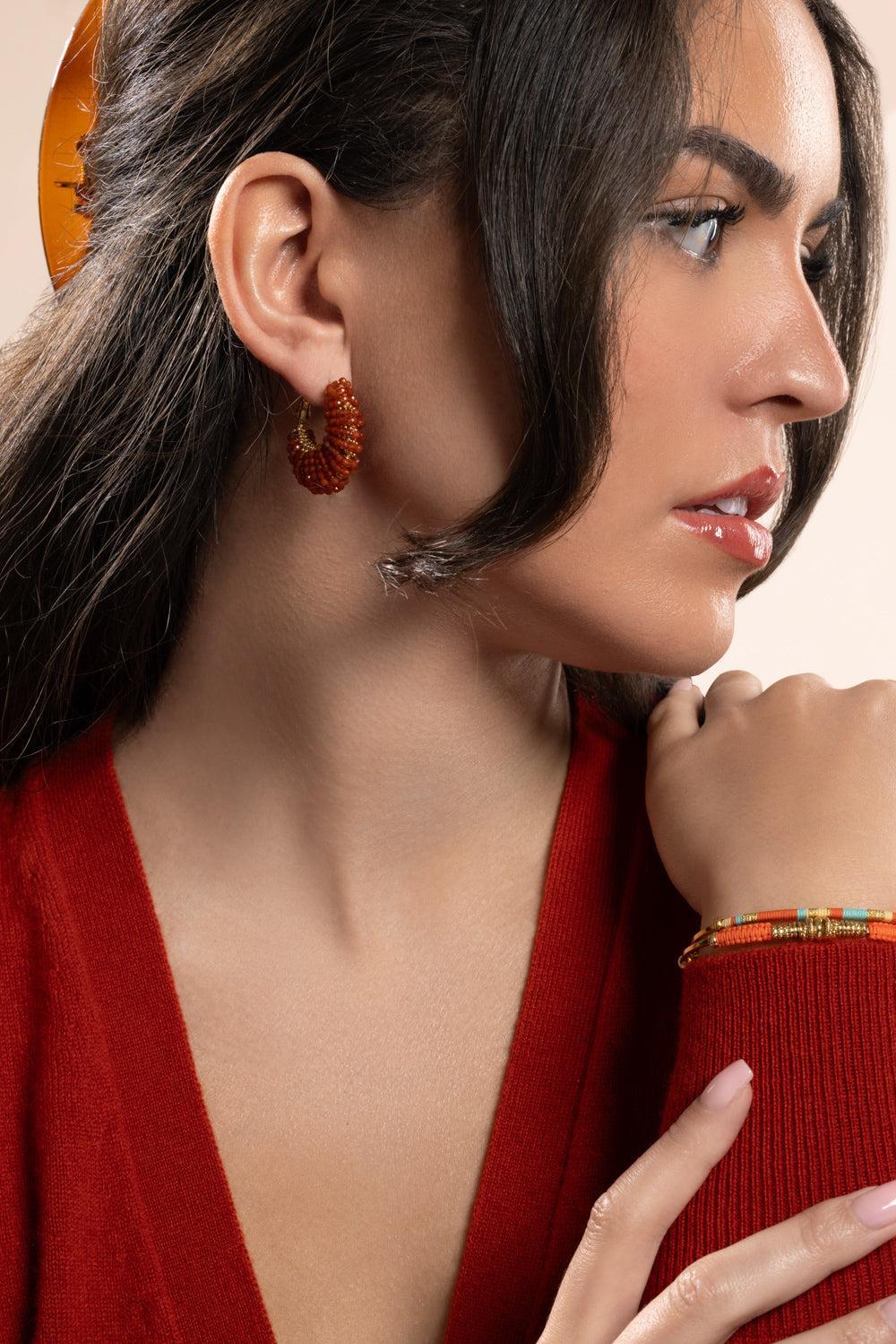Burnt Orange Small Izzia Earrings-ORANGE-JEWELRYBOUTIQUEEARRING-GAS BIJOUX