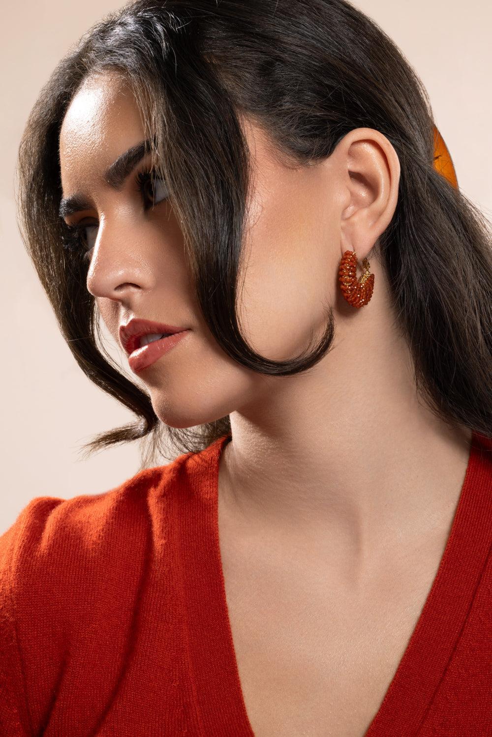 Burnt Orange Small Izzia Earrings-ORANGE-JEWELRYBOUTIQUEEARRING-GAS BIJOUX