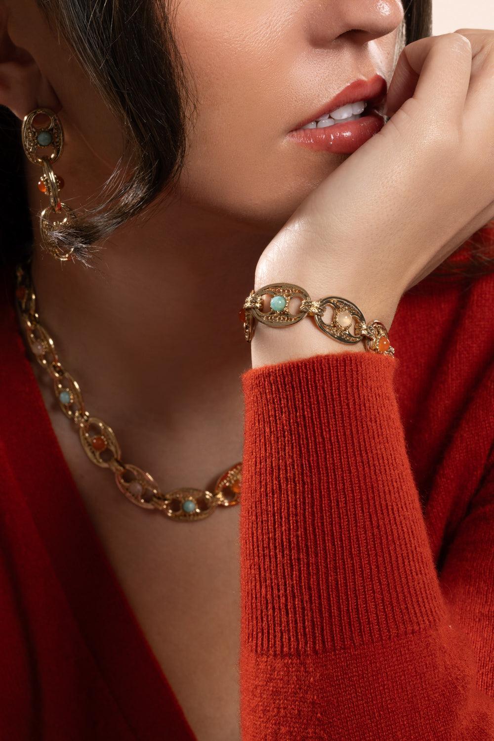 Carthage Multi Link Bracelet-YELLOW-JEWELRYBOUTIQUEBRACELET O-GAS BIJOUX