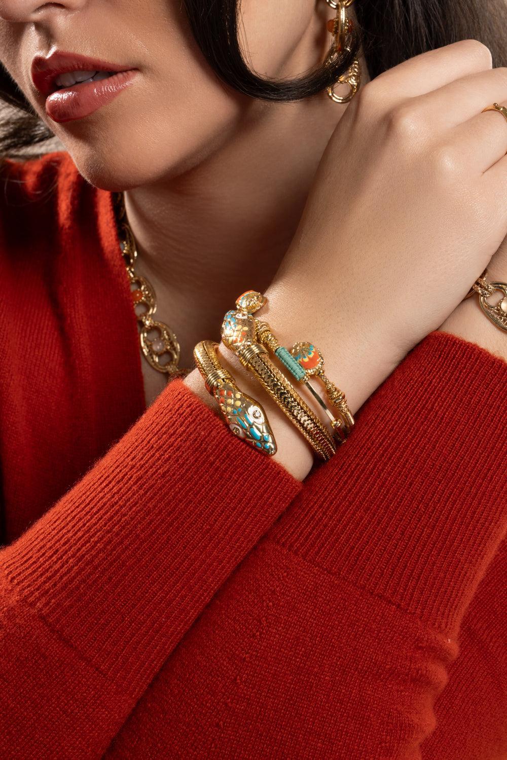 Orange Blue Large Duality Bracelet-ORANGE-JEWELRYFINE JEWELBRACELET O-GAS BIJOUX