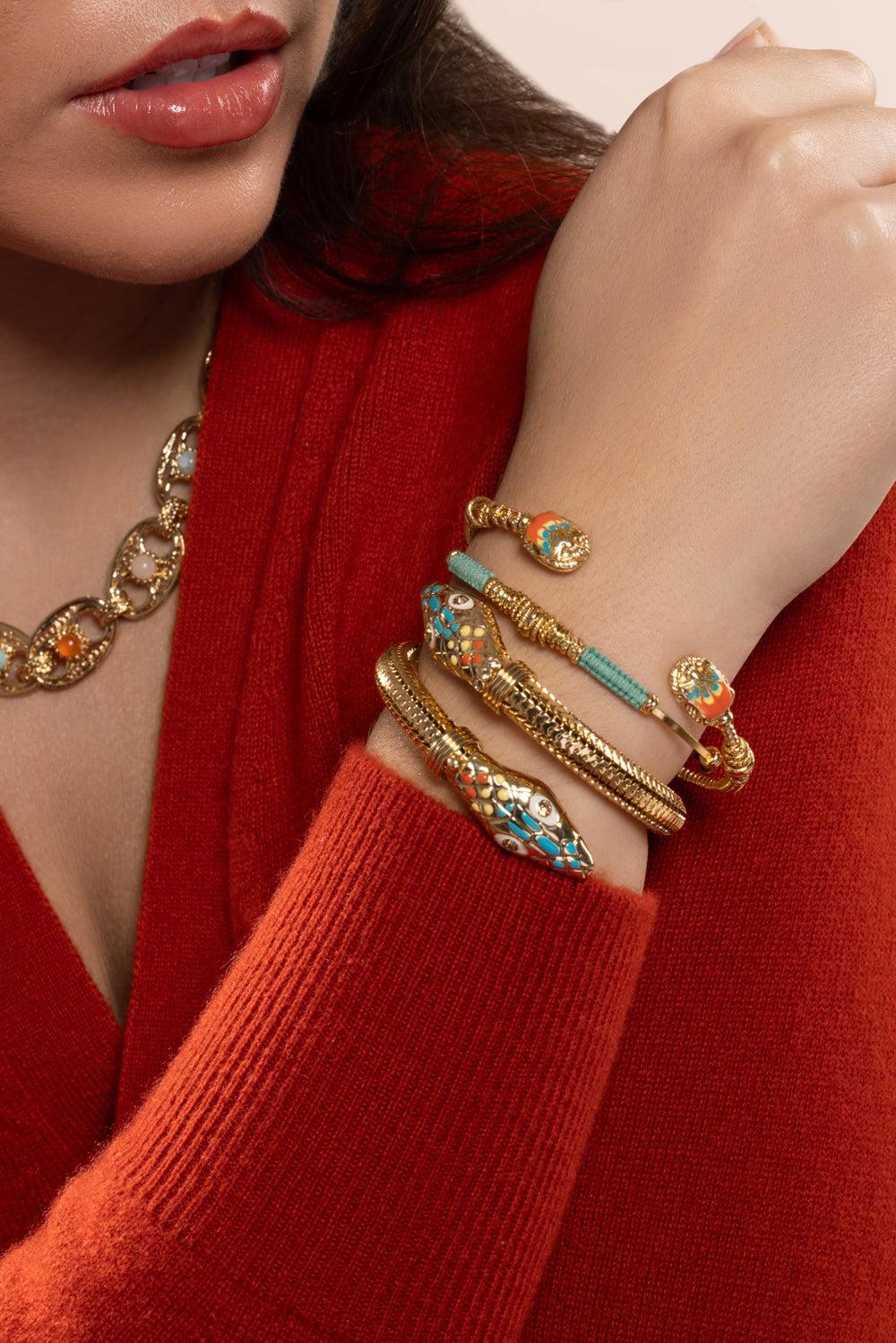 Orange Blue Large Duality Bracelet-ORANGE-JEWELRYFINE JEWELBRACELET O-GAS BIJOUX