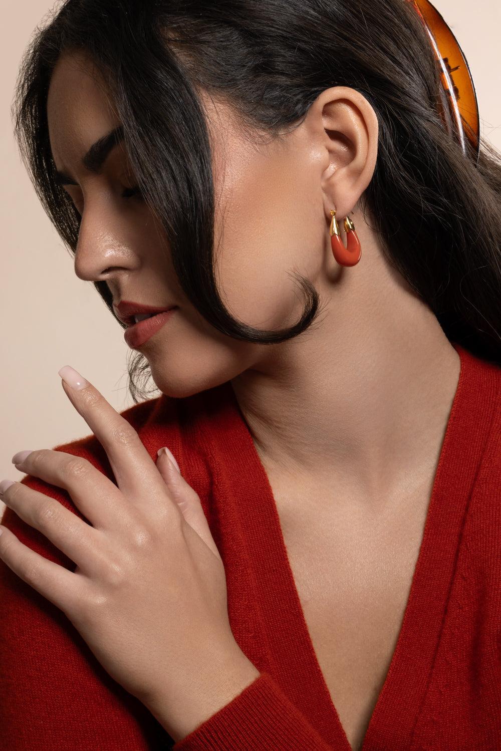 Terracotta Small Ecume Earrings-RED-JEWELRYBOUTIQUEEARRING-GAS BIJOUX