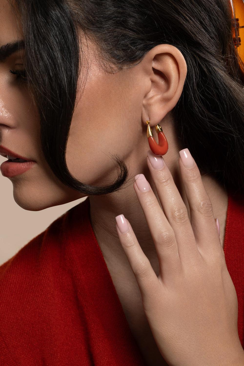 Terracotta Small Ecume Earrings-RED-JEWELRYBOUTIQUEEARRING-GAS BIJOUX