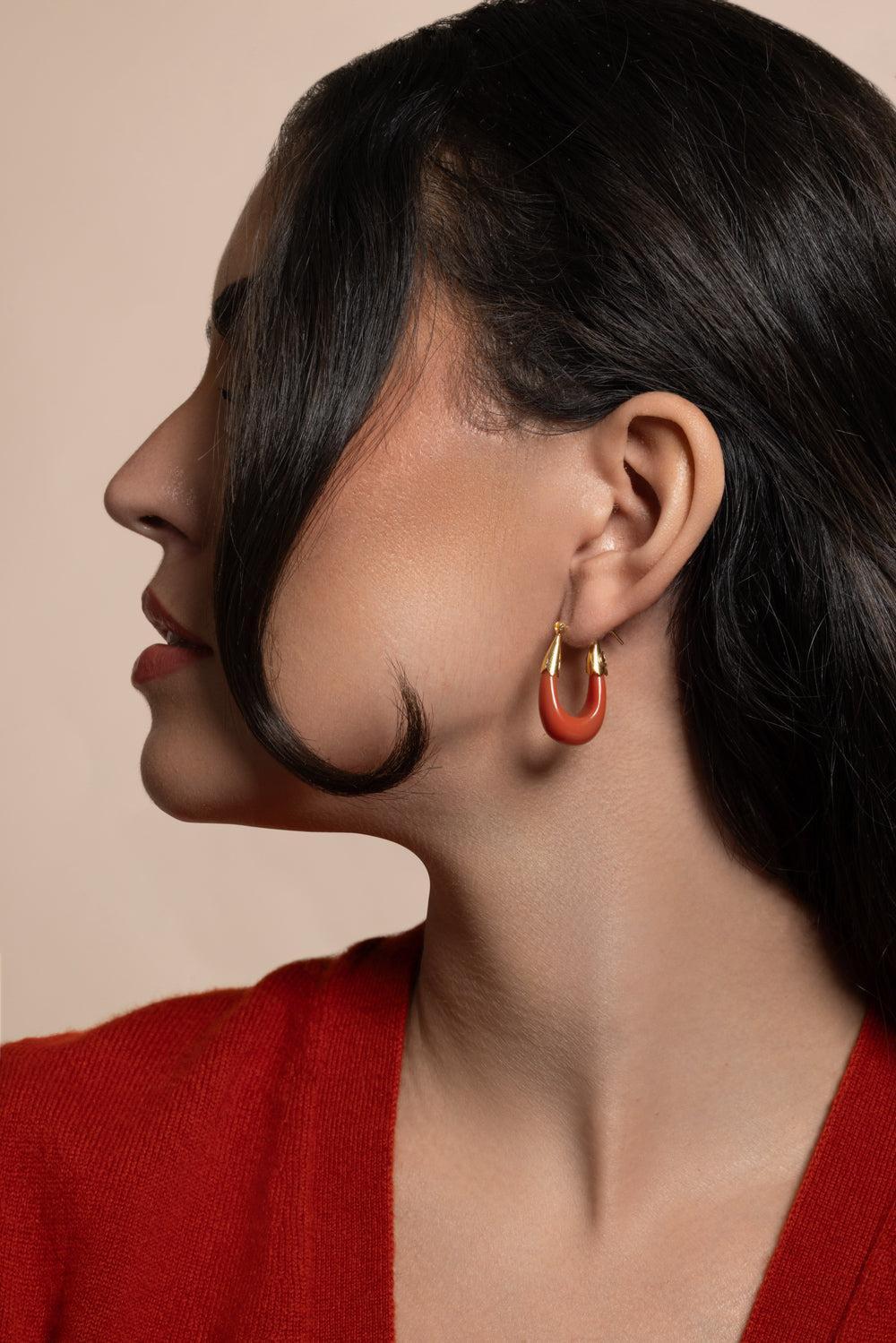 Terracotta Small Ecume Earrings-RED-JEWELRYBOUTIQUEEARRING-GAS BIJOUX
