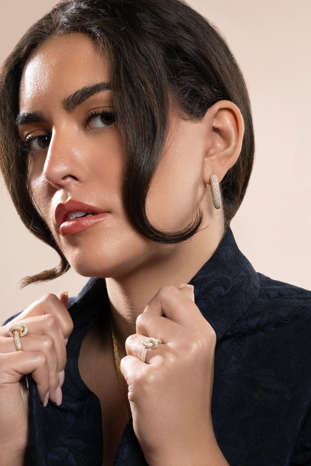 Diamond Pave Big Drop Link Earrings-YELLOW GOLD-JEWELRYFINE JEWELEARRING-ENGELBERT 1920