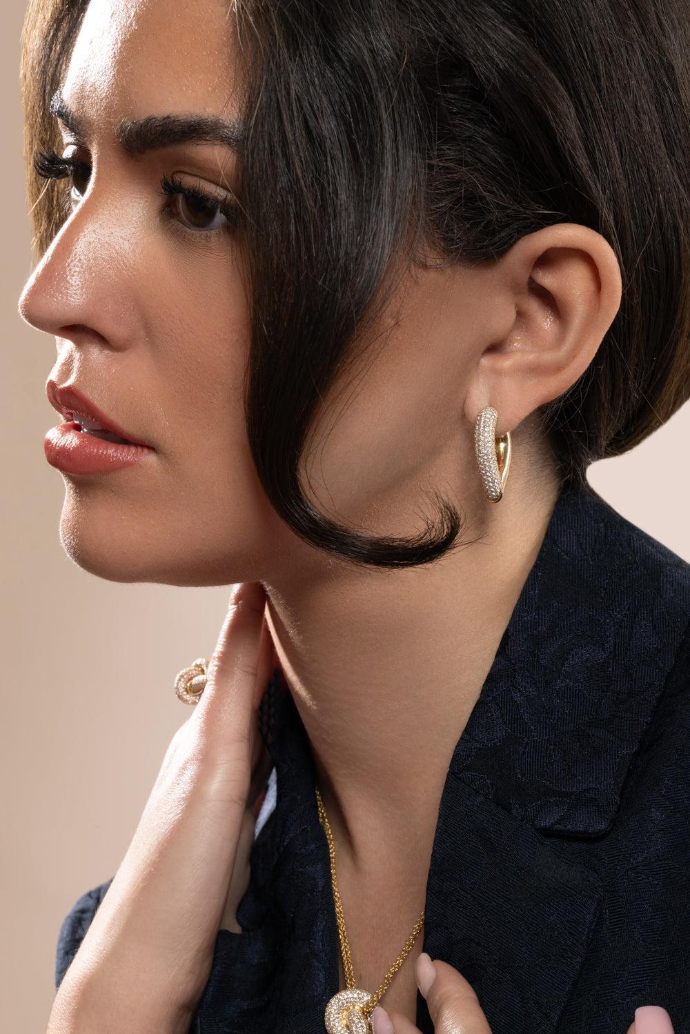 Diamond Pave Big Drop Link Earrings-YELLOW GOLD-JEWELRYFINE JEWELEARRING-ENGELBERT 1920