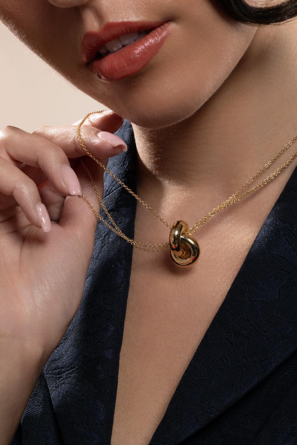 Big Legacy Knot Pendant Necklace-YELLOW GOLD-JEWELRYFINE JEWELNECKLACE O-ENGELBERT 1920