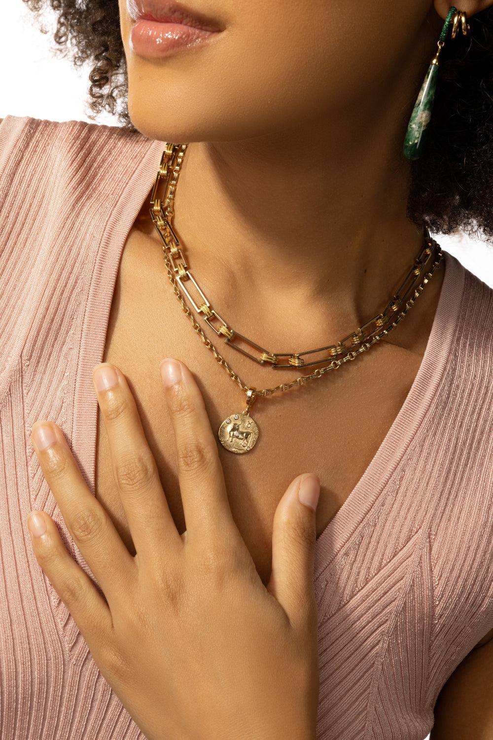Of The Stars Taurus Small Coin Charm-YELLOW GOLD-JEWELRYFINE JEWELPENDANT-AZLEE