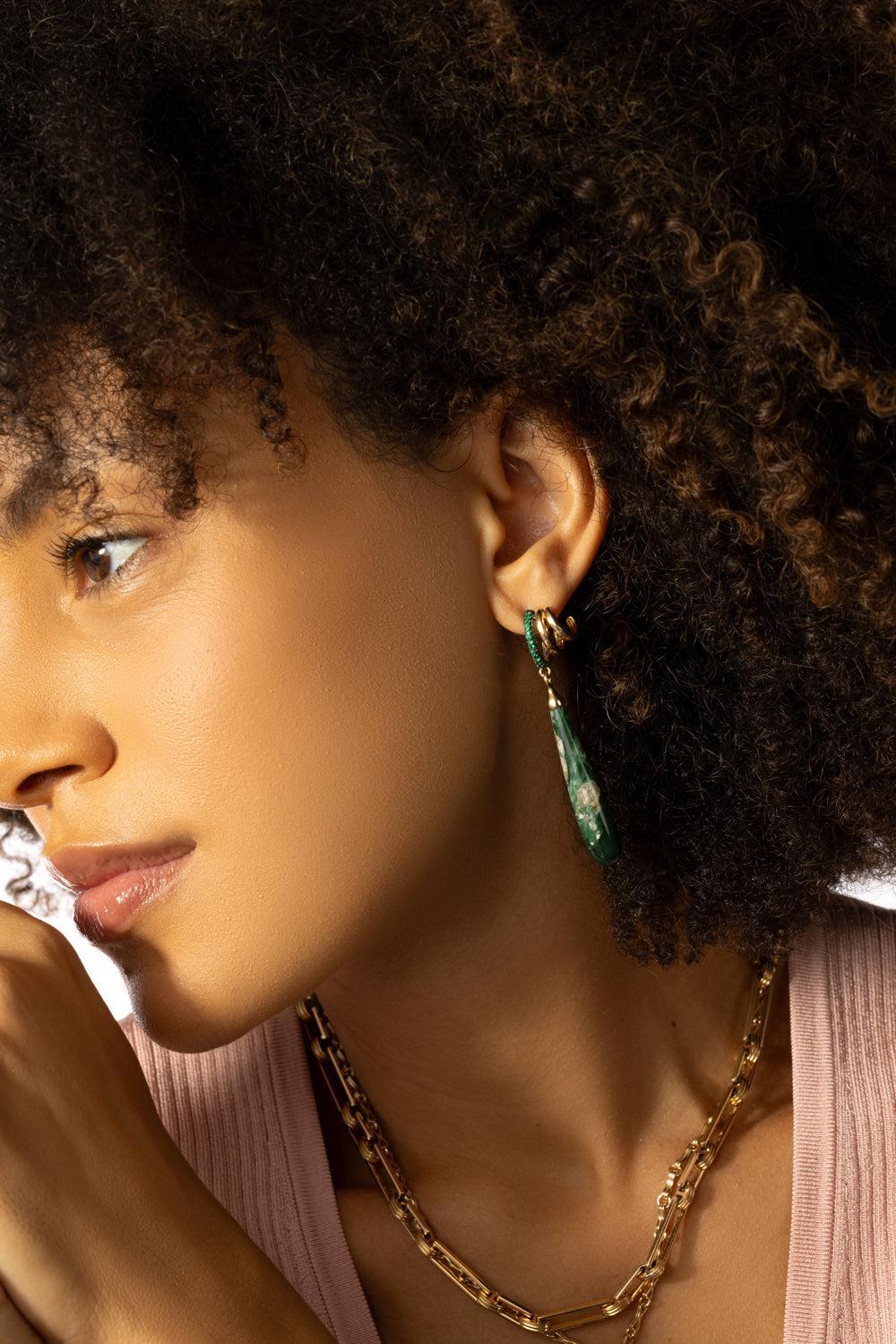 "Green Planet" Earrings-YELLOW GOLD-JEWELRYFINE JEWELEARRING-MONICA RICH KOSANN