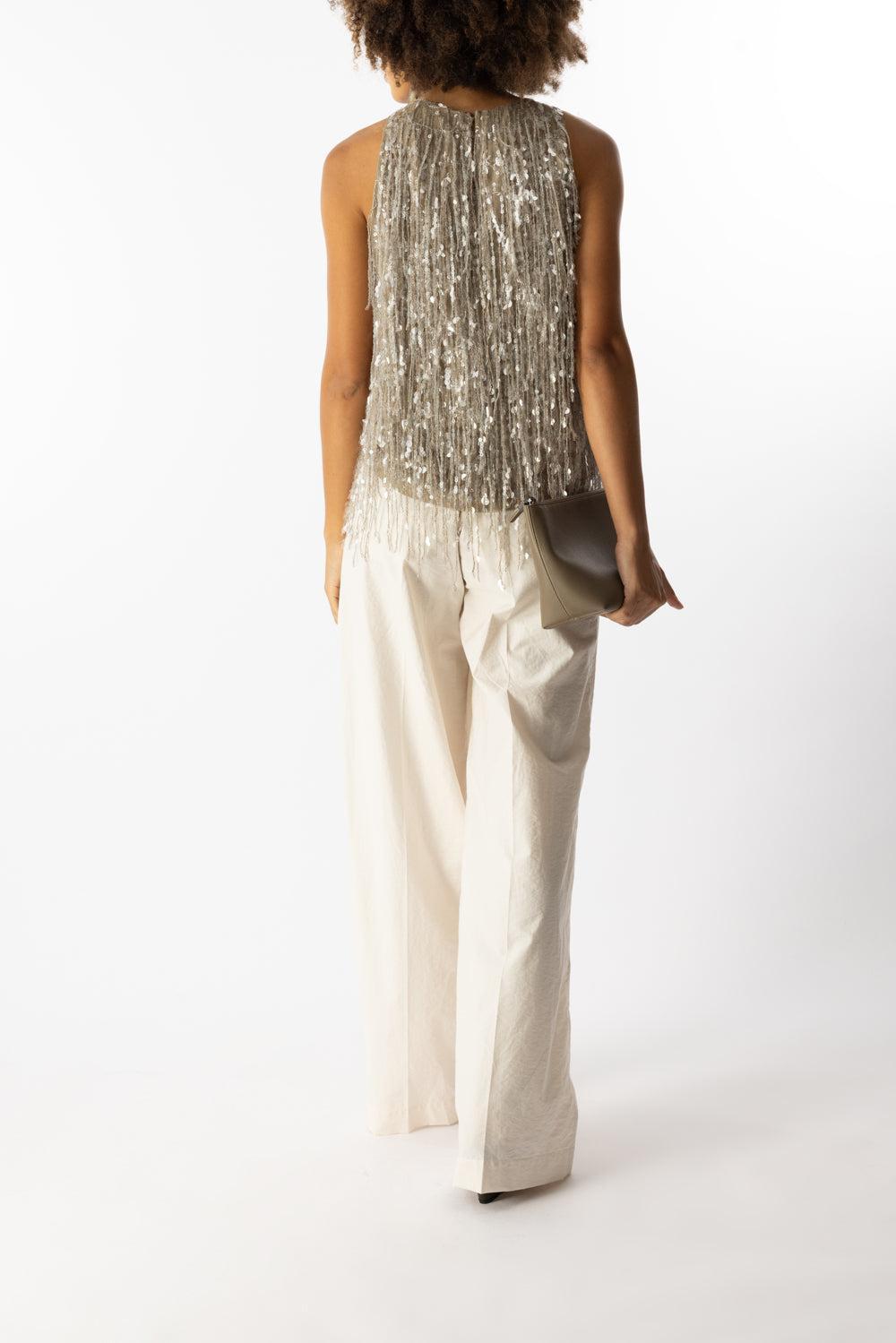 Glistening Waterfall Embroidery Top-NUTSHELL-S-CLOTHINGTOPTANK-BRUNELLO CUCINELLI