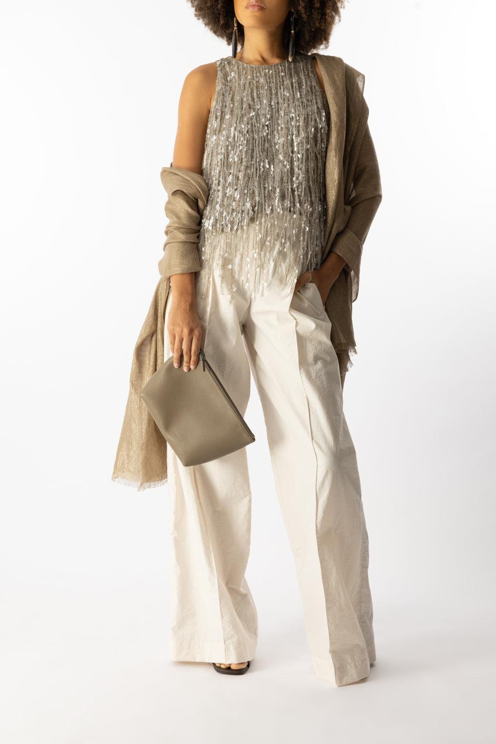 Glistening Waterfall Embroidery Top-NUTSHELL-S-CLOTHINGTOPTANK-BRUNELLO CUCINELLI
