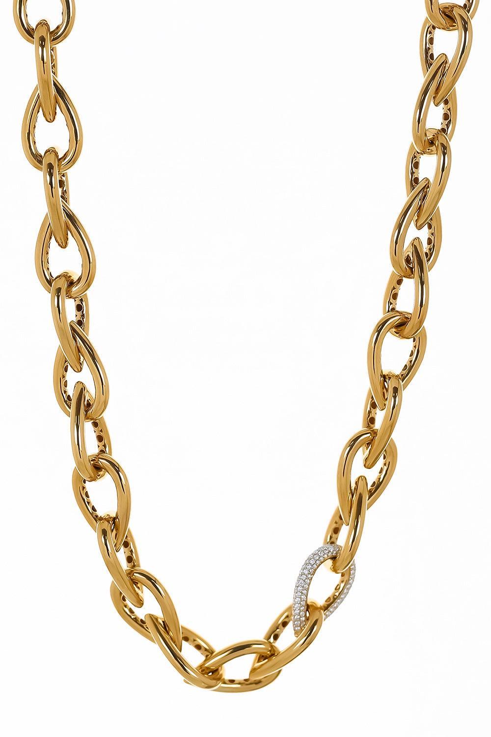 Diamond Pave Drop Link Necklace-YELLOW GOLD-JEWELRYFINE JEWELNECKLACE O-ENGELBERT 1920