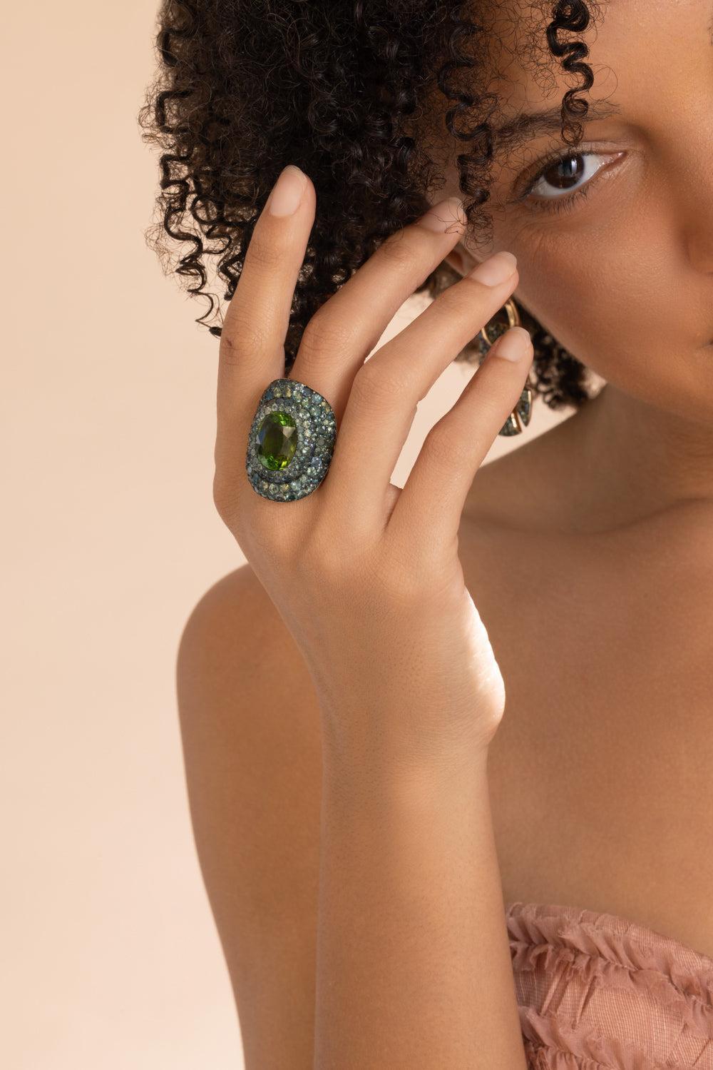 Green Tourmaline Chrona II Ring-YELLOW GOLD-7.5-JEWELRYFINE JEWELRING-VRAM