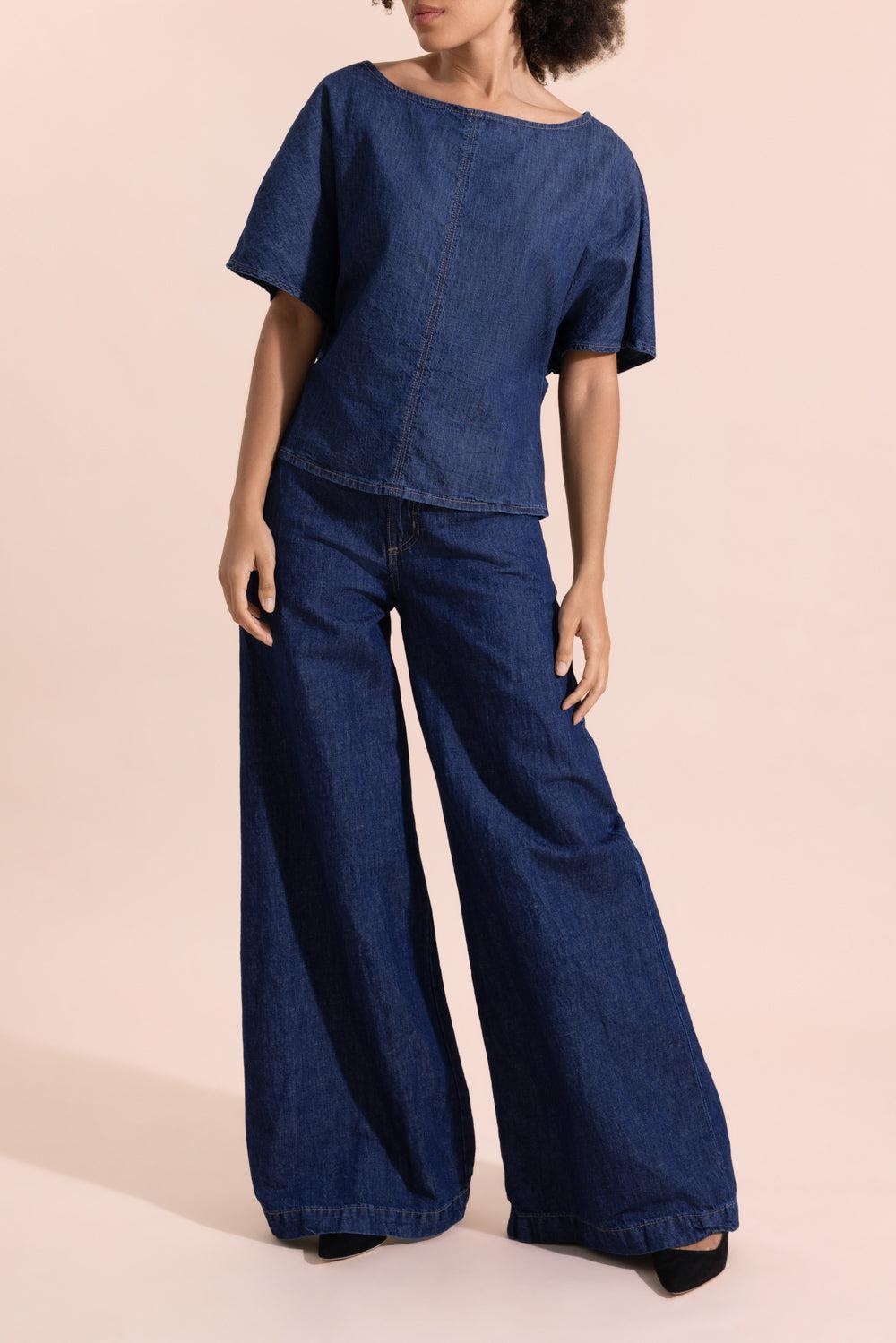 Simple T-BLUE-XS-CLOTHINGTOPBLOUSE-TWP