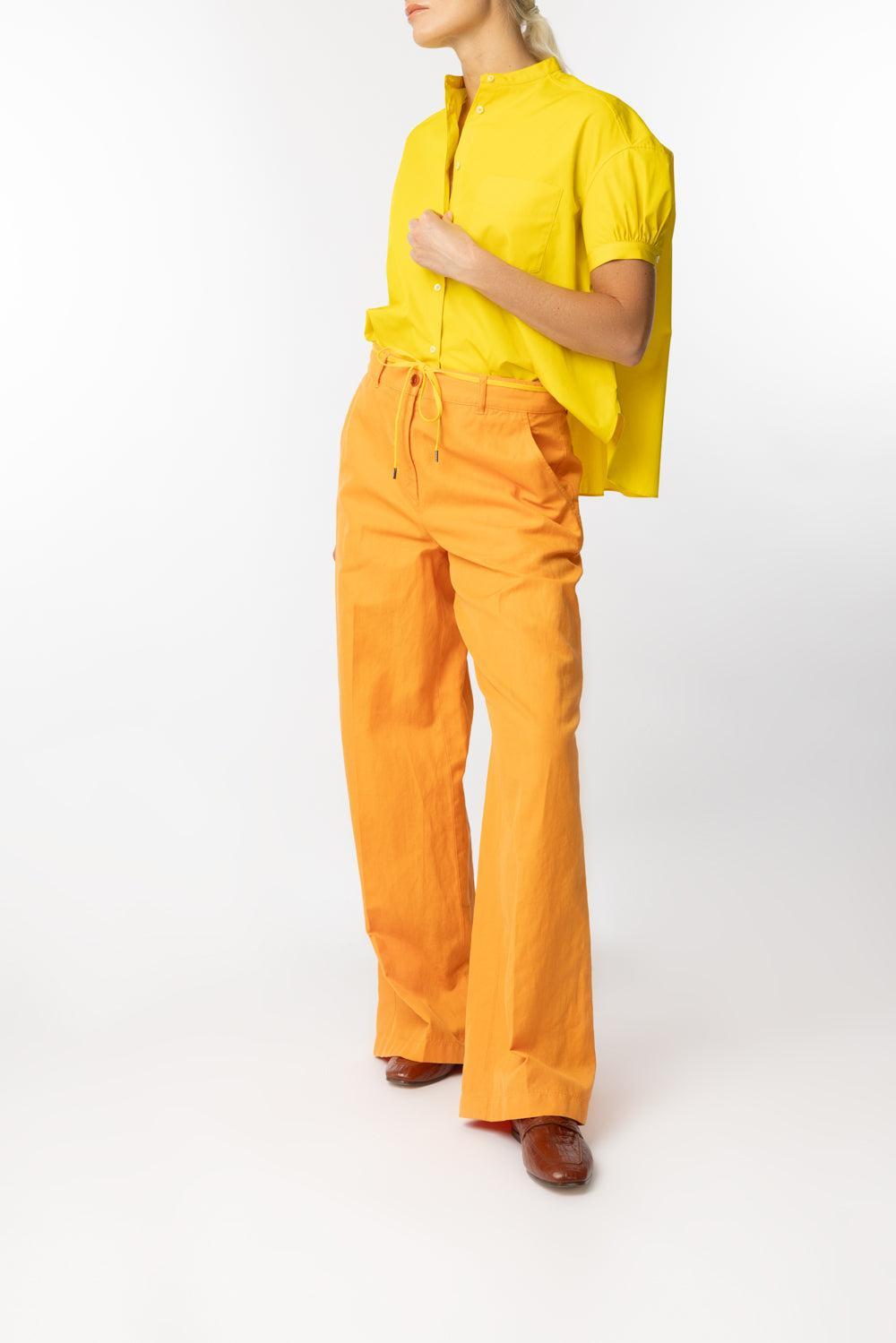 Short Sleeve Button Shirt-YELLOW-34-CLOTHINGTOPBLOUSE-ASPESI