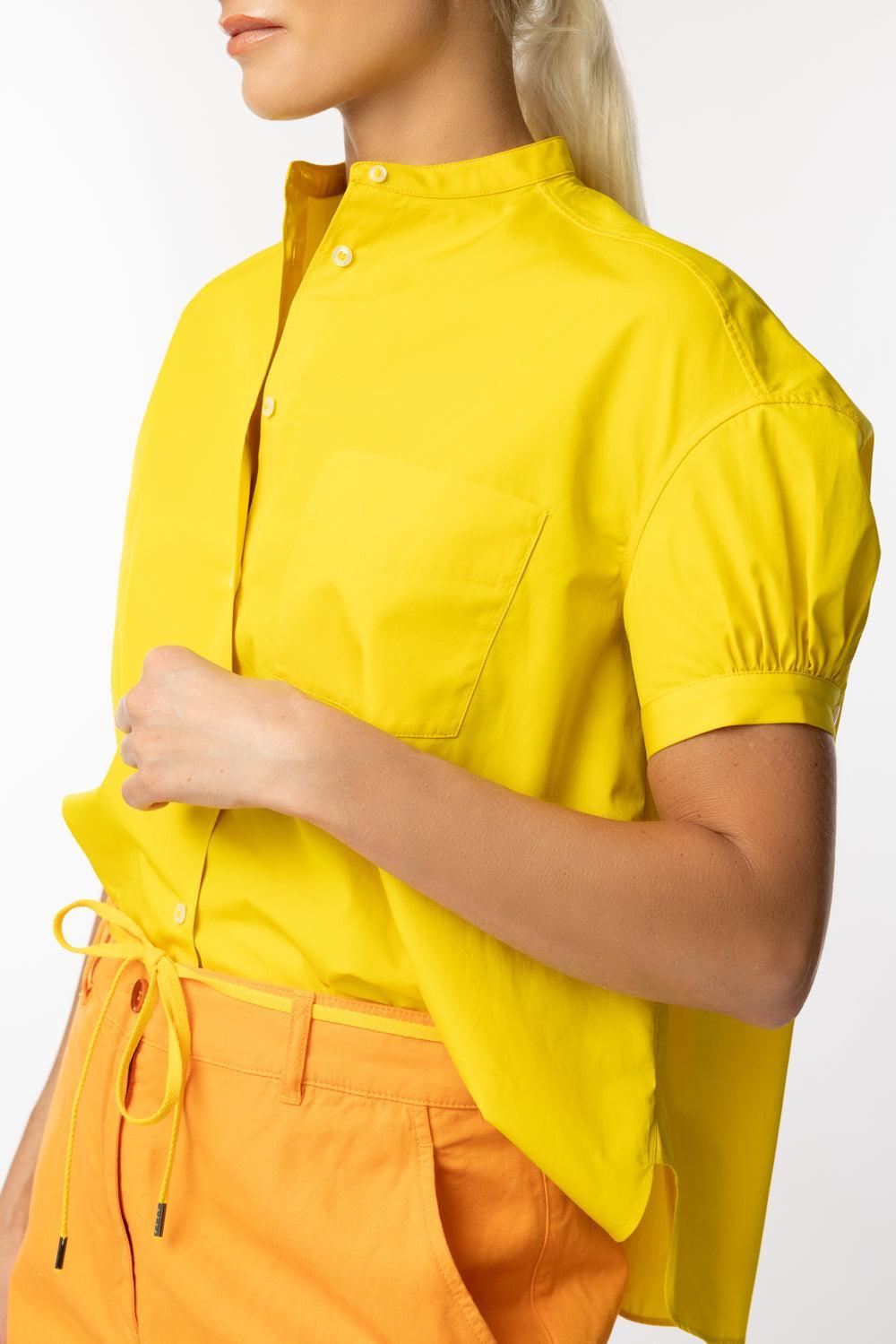 Short Sleeve Button Shirt-YELLOW-34-CLOTHINGTOPBLOUSE-ASPESI