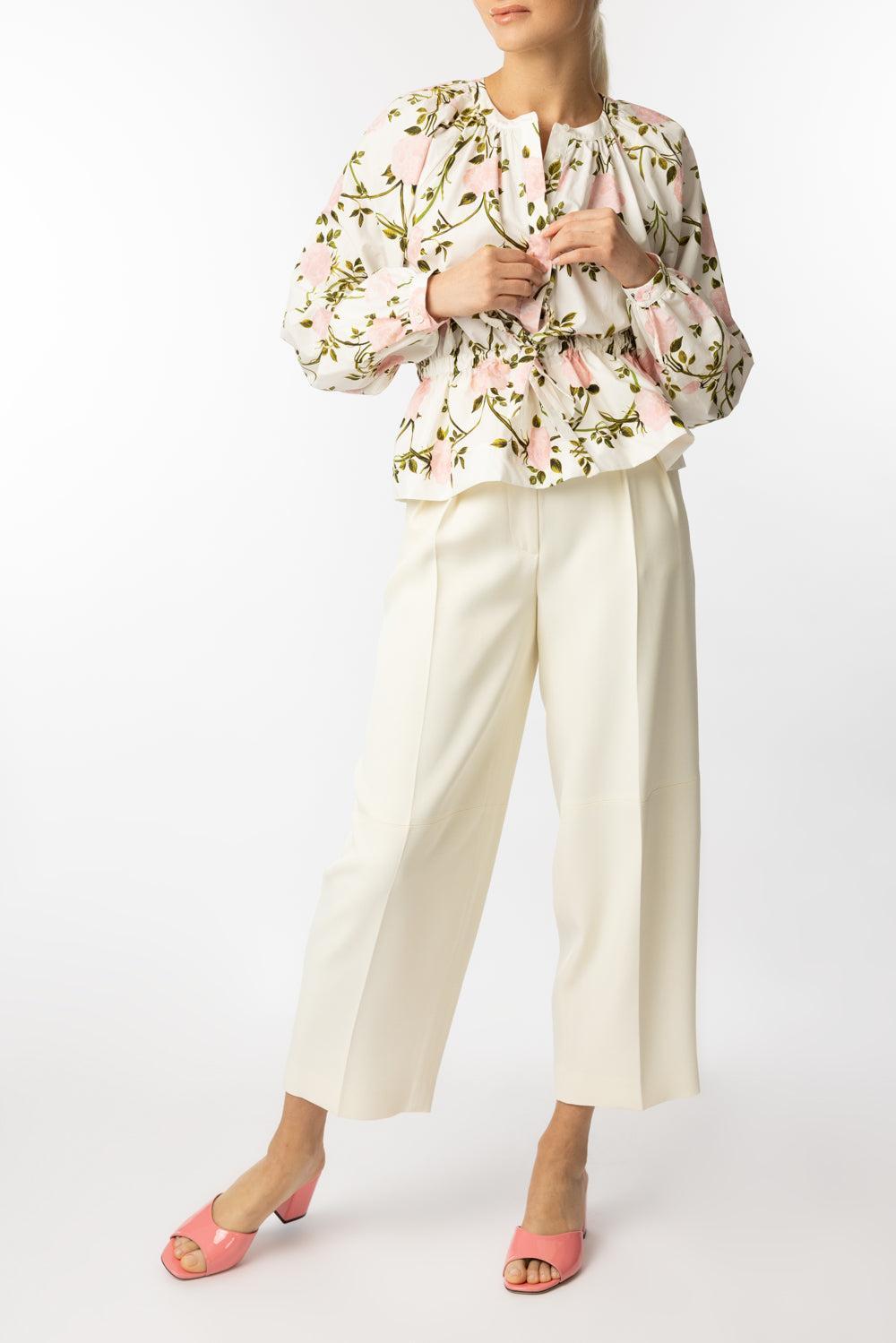 Gathered Waist Bloise-IVORMULT-38-CLOTHINGTOPBLOUSE-GIAMBATTISTA VALLI