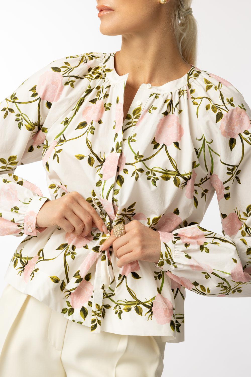 Gathered Waist Bloise-IVORMULT-38-CLOTHINGTOPBLOUSE-GIAMBATTISTA VALLI