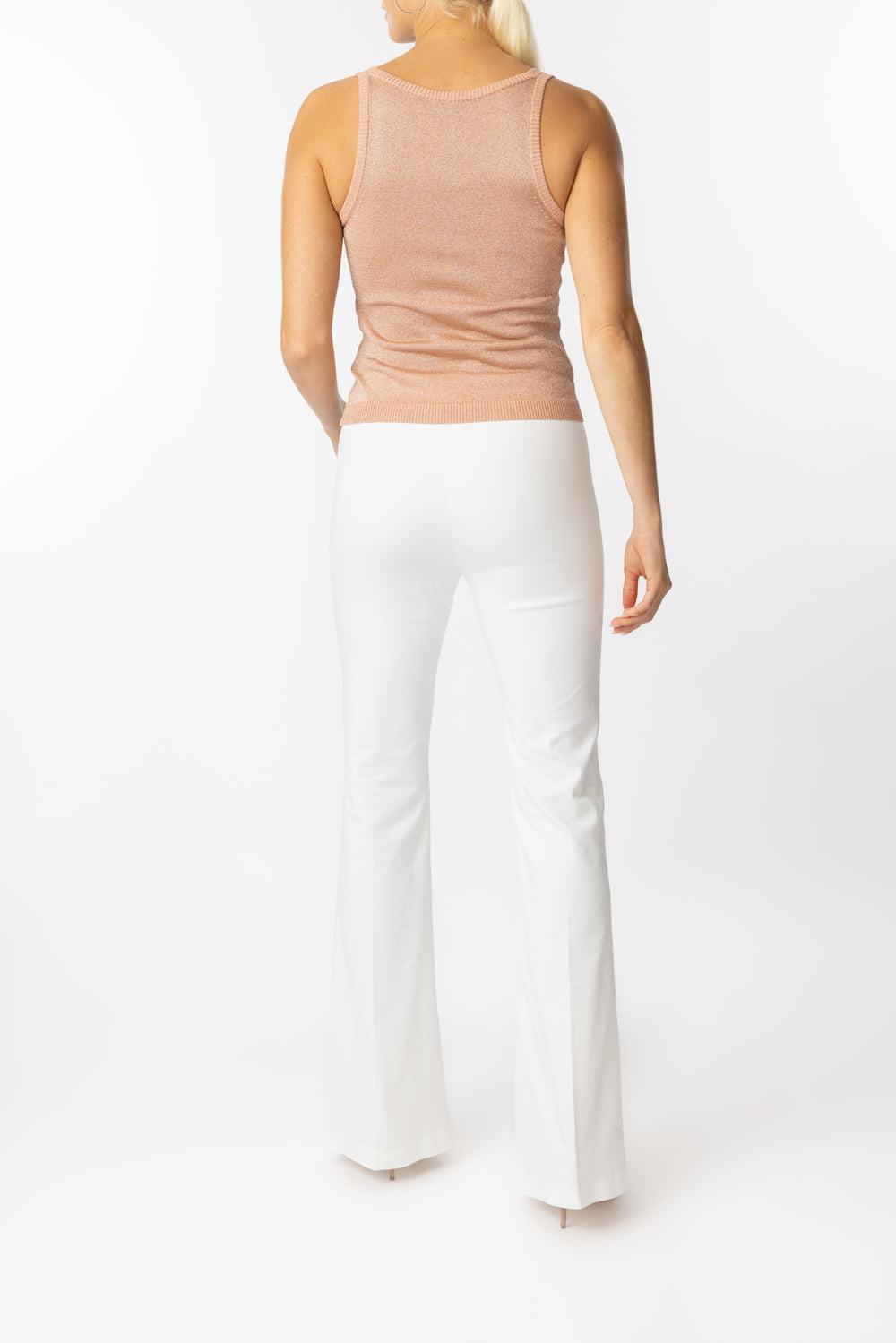 Bellini White Full Length Flare Pant-WHITE-0-CLOTHINGPANTSLIM FIT-AVENUE MONTAIGNE