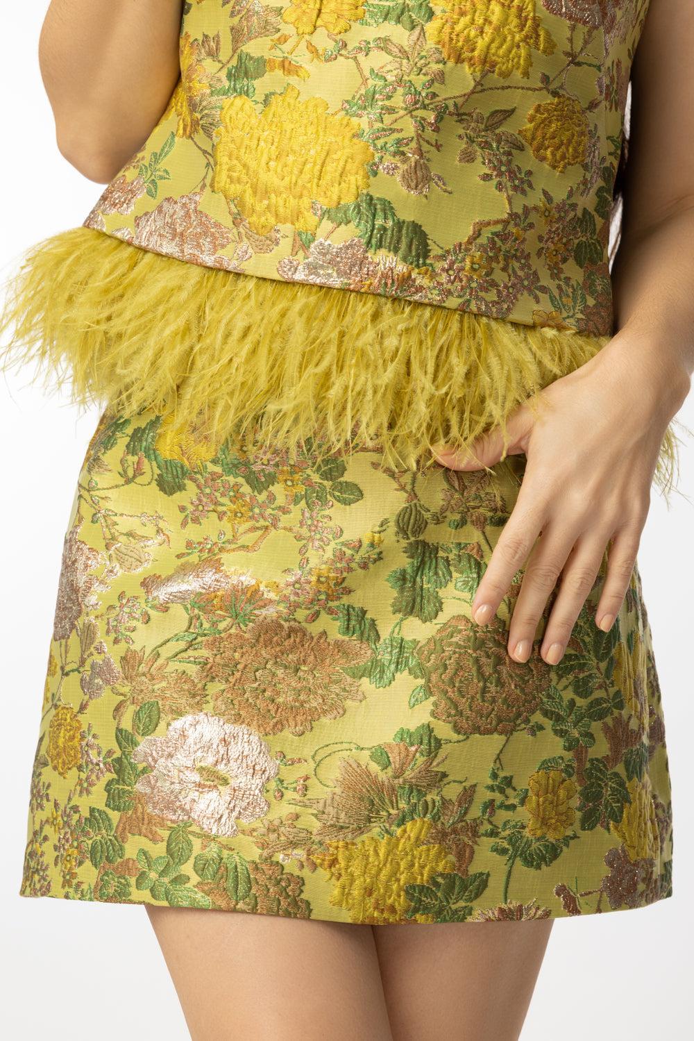 Bea Skirt-FLORAL MATELASSE YELLOW-2-CLOTHINGSKIRTMINI-CARA CARA