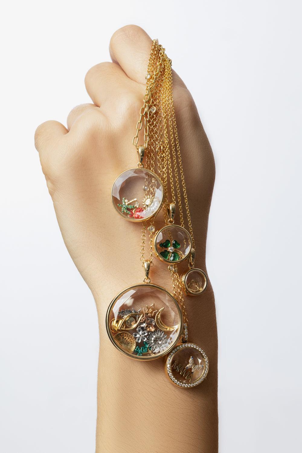 Helios Round Diamond Halo Locket Necklace-YELLOW GOLD-16-JEWELRYFINE JEWELNECKLACE O-LOQUET
