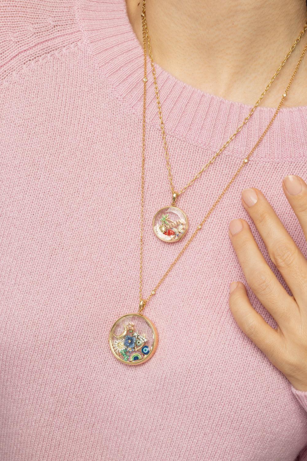 Large Round Locket Pendant Necklace-YELLOW GOLD-18-JEWELRYFINE JEWELNECKLACE O-LOQUET