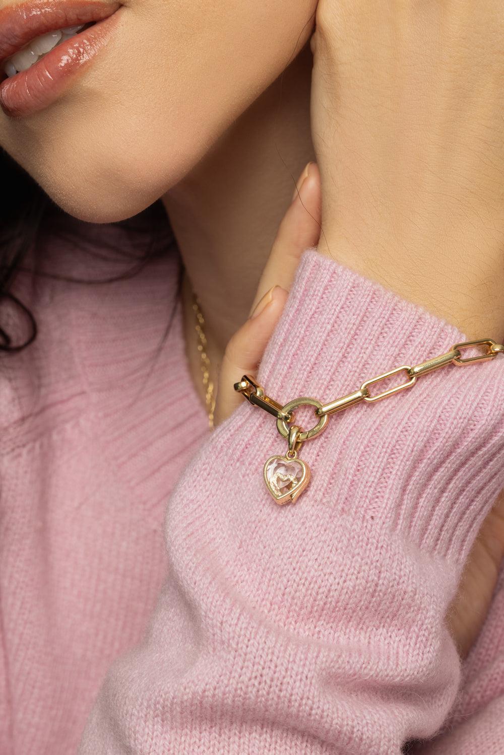 Mini Heart Locket Single Bracelet-YELLOW GOLD-8-JEWELRYFINE JEWELBRACELET O-LOQUET