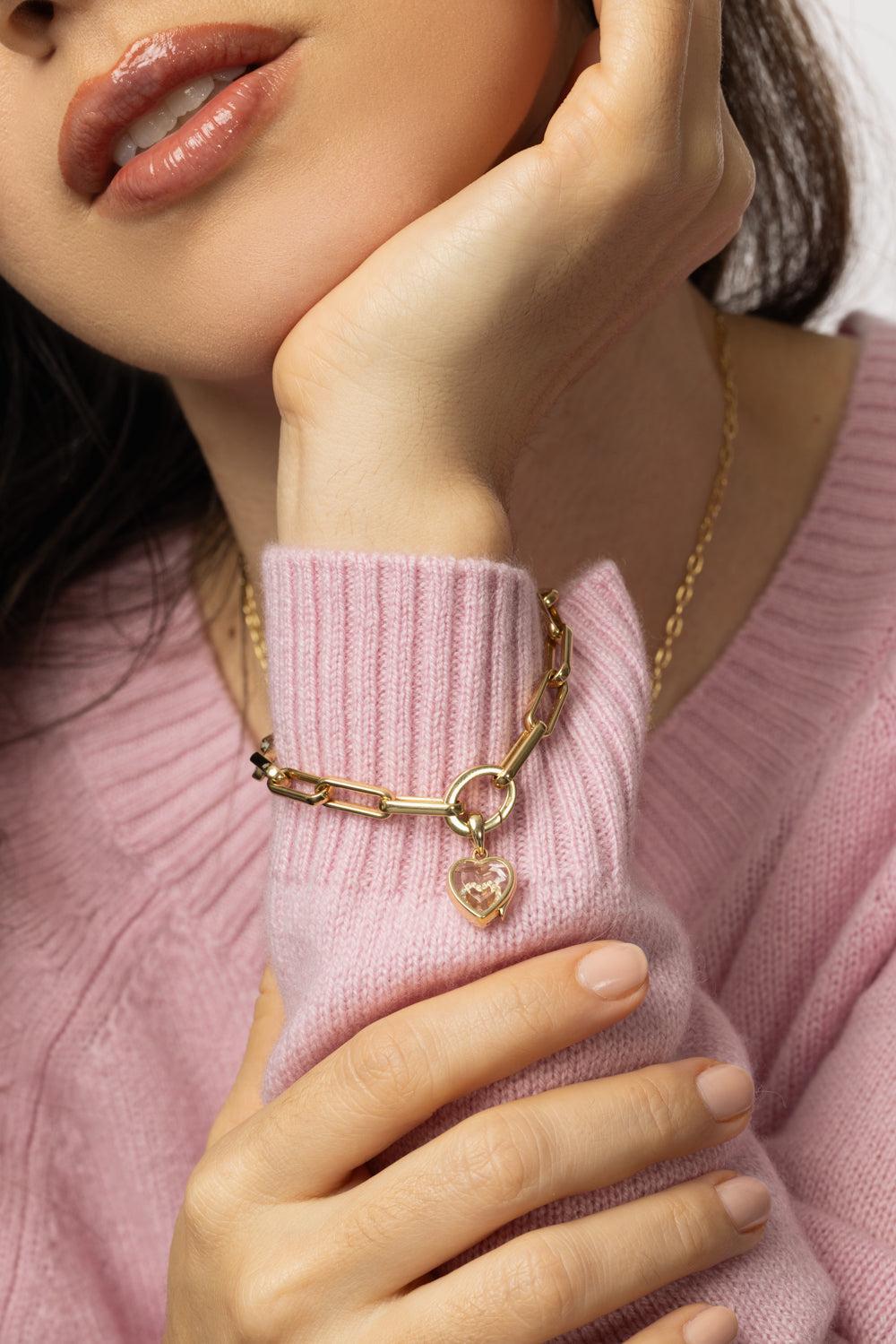 Mini Heart Locket Single Bracelet-YELLOW GOLD-8-JEWELRYFINE JEWELBRACELET O-LOQUET