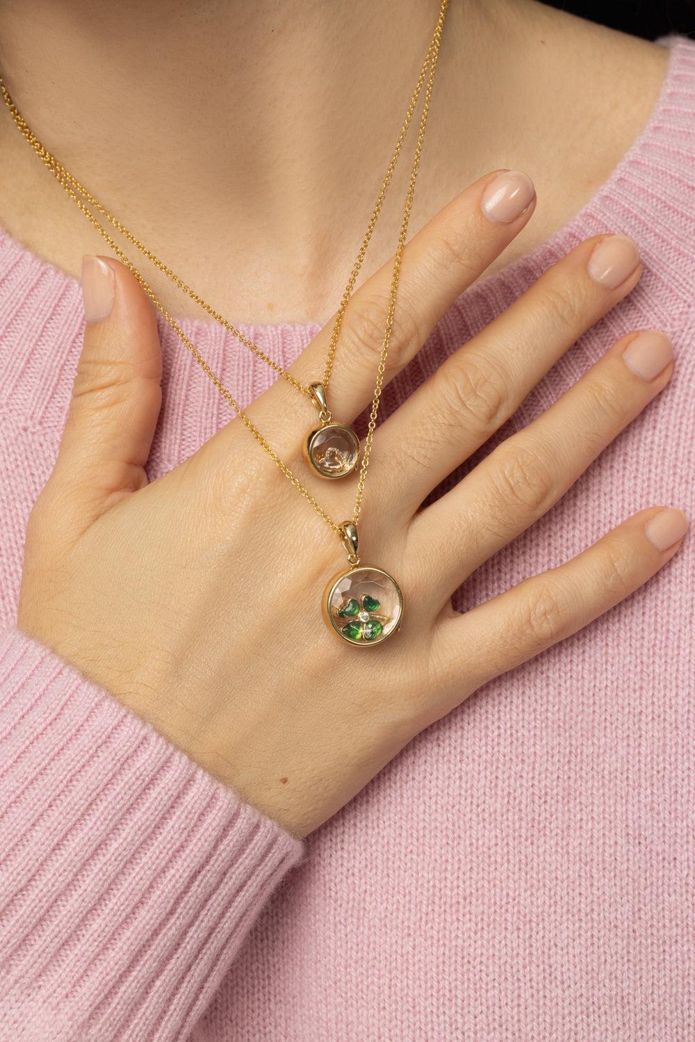 Mini Round Locket Pendant Necklace-YELLOW GOLD-18-JEWELRYFINE JEWELNECKLACE O-LOQUET