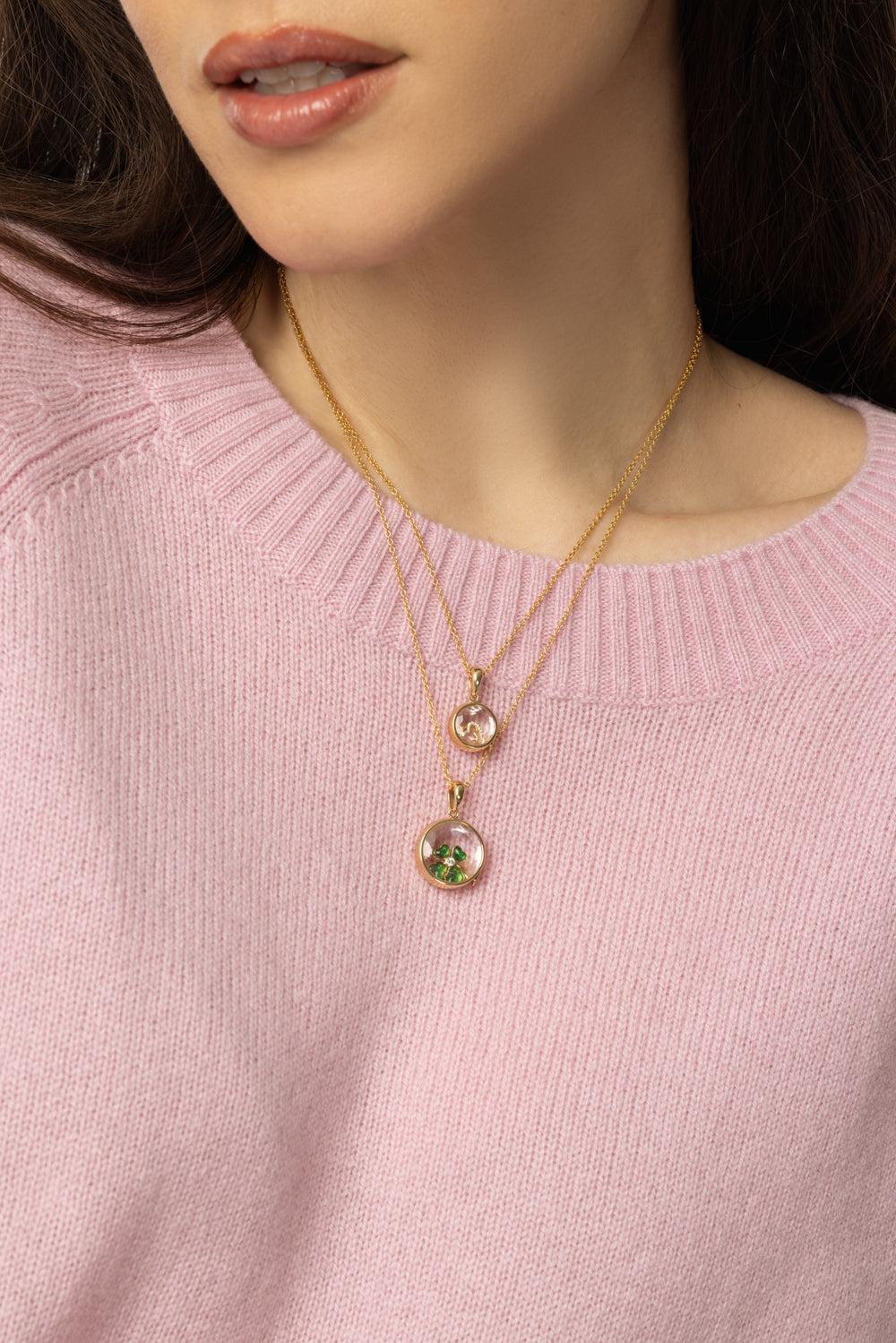 Mini Round Locket Pendant Necklace-YELLOW GOLD-18-JEWELRYFINE JEWELNECKLACE O-LOQUET