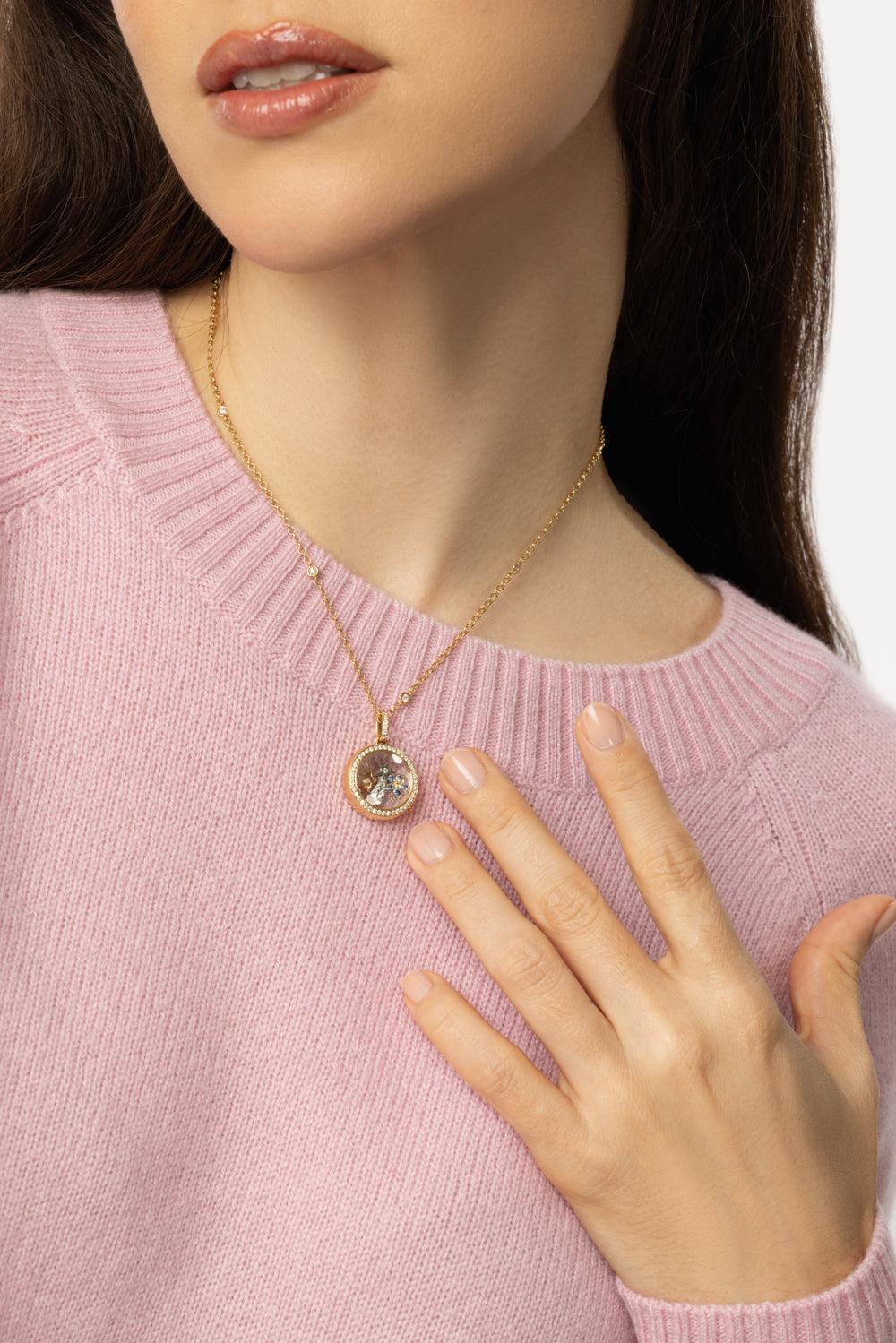 Helios Round Diamond Halo Locket Necklace-YELLOW GOLD-16-JEWELRYFINE JEWELNECKLACE O-LOQUET