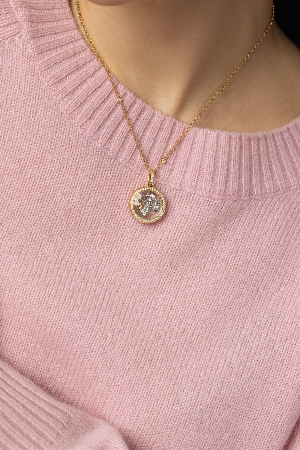 Helios Round Diamond Halo Locket Necklace-YELLOW GOLD-16-JEWELRYFINE JEWELNECKLACE O-LOQUET