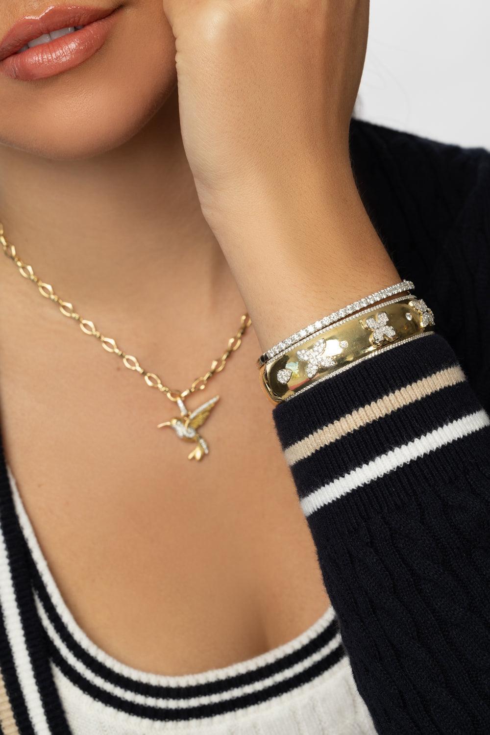 Veena Single Row Oval Bangle Bracelet-WHITE GOLD-M-JEWELRYFINE JEWELBRACELET O-SARA WEINSTOCK