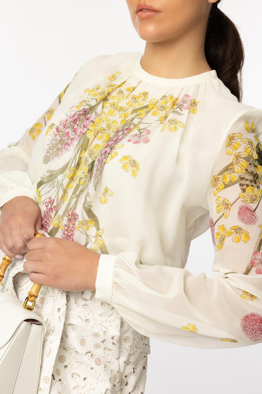 Long Sleeve Printed Blouse - Ivory Multi-IVORMULT-38-CLOTHINGTOPBLOUSE-GIAMBATTISTA VALLI