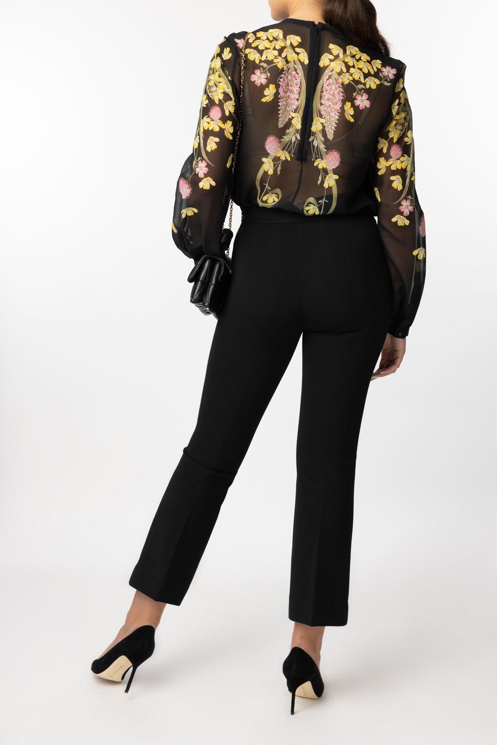 Long Sleeve Printed Blouse - Black Multi-BLKMULTI-42-CLOTHINGTOPBLOUSE-GIAMBATTISTA VALLI