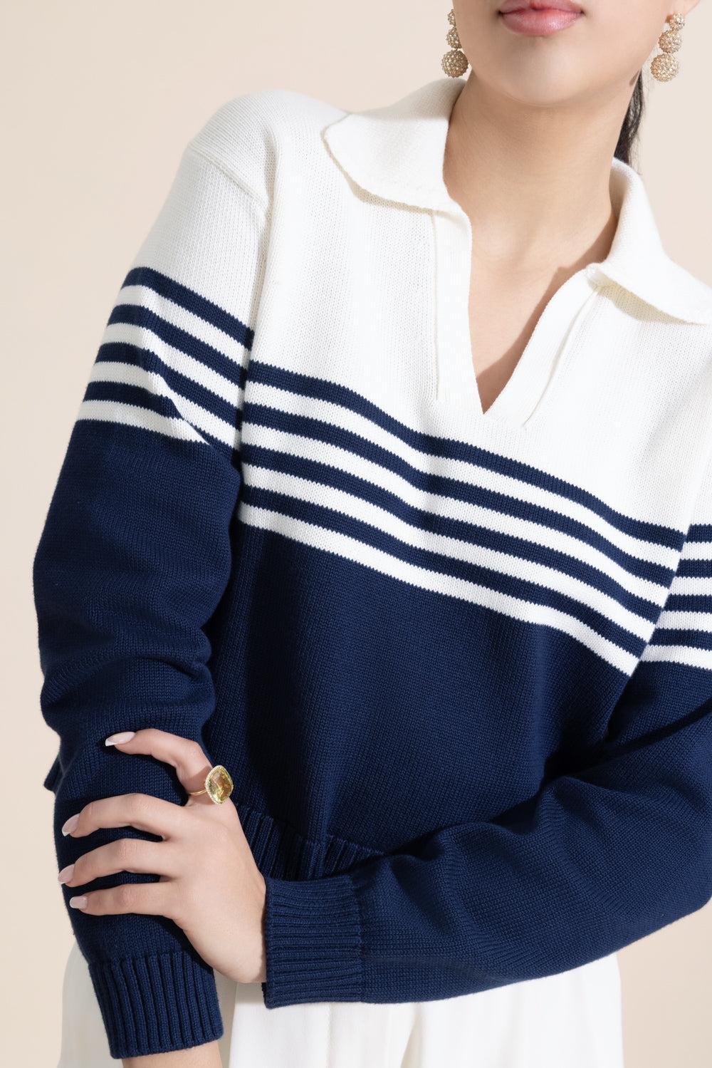 Jules Polo - Midnight Stripe-STRIPE-XS-CLOTHINGTOPKNITS-SIMKHAI