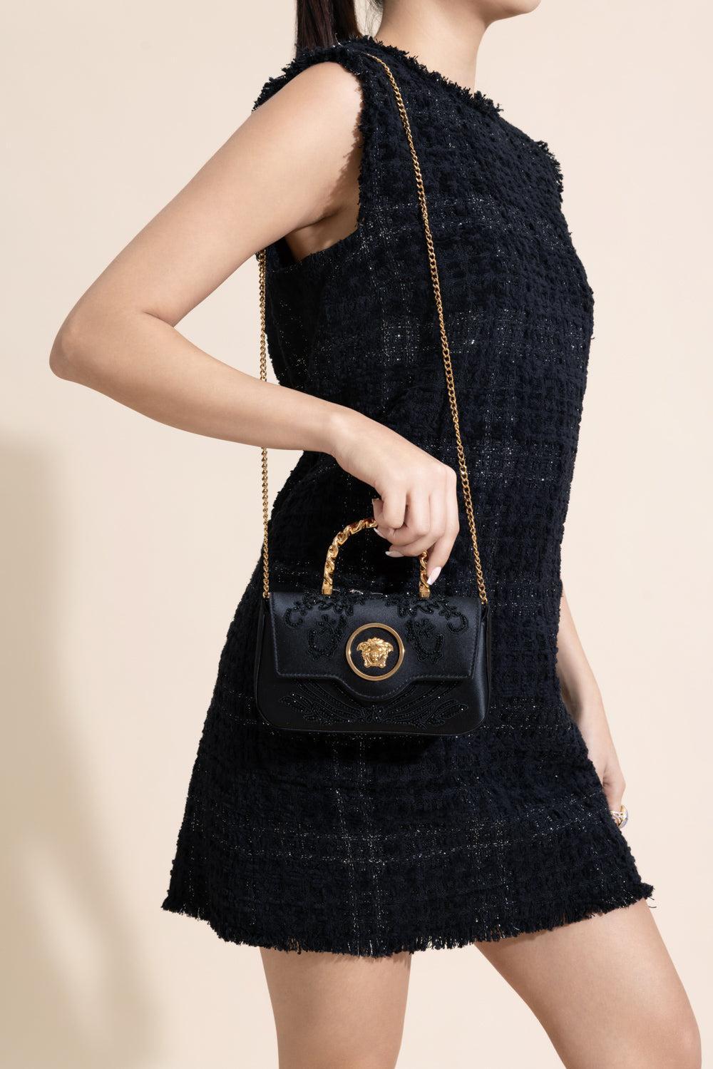 La Meduse Mini Bag - Black Satin-BLACK-HANDBAGTOP HANDLE-VERSACE