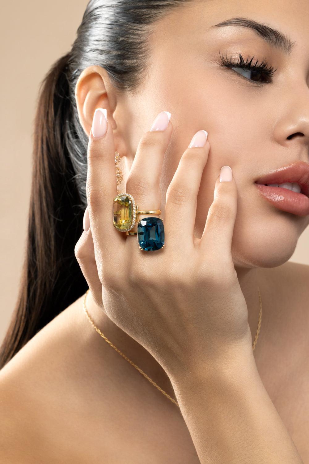 Lemon Quartz Cushion Gossip Ring-YELLOW GOLD-6.75-JEWELRYFINE JEWELRING-GOSHWARA