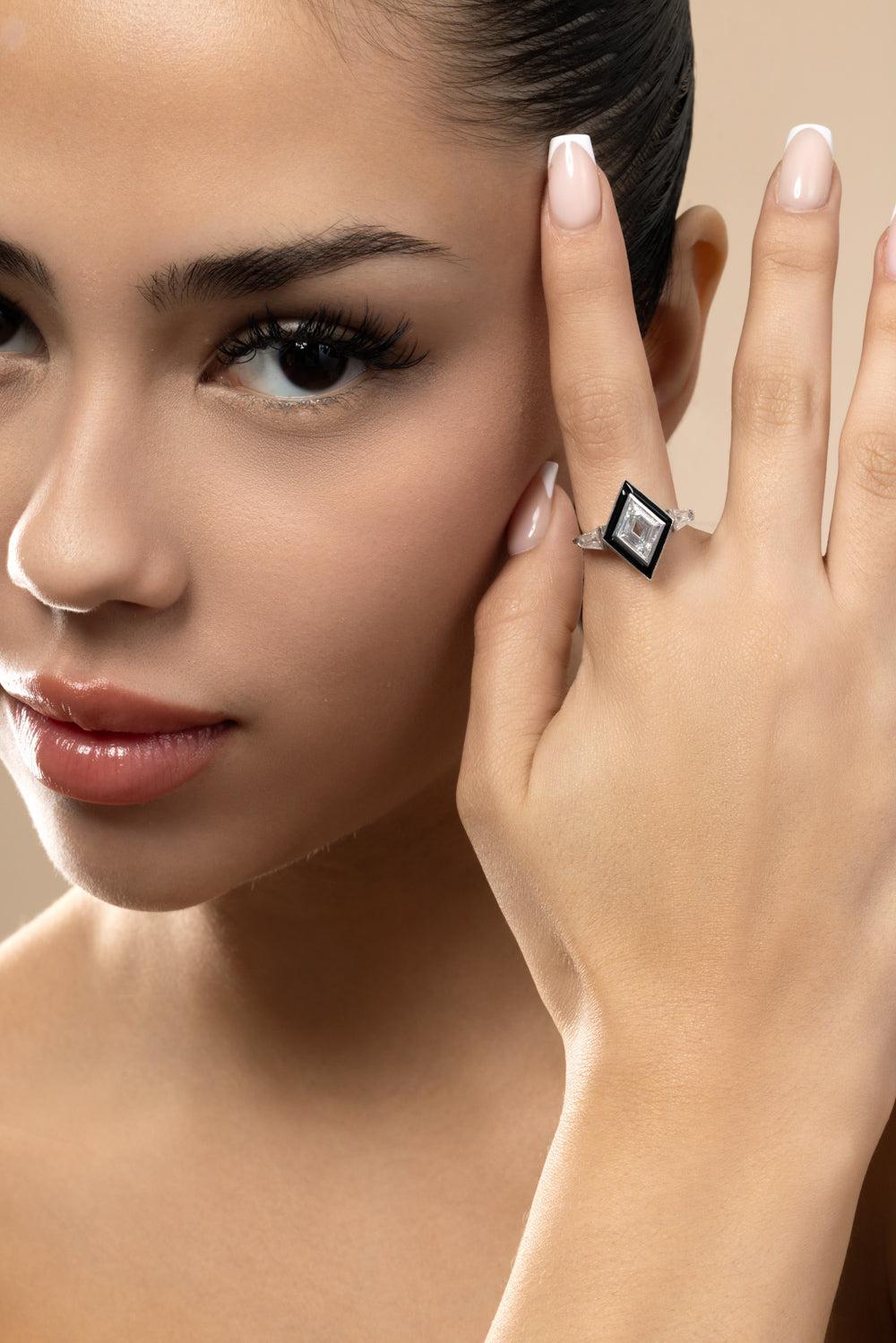 Diamond Black Kite G-One Ring-PLATINUM-6.75-JEWELRYFINE JEWELRING-GOSHWARA