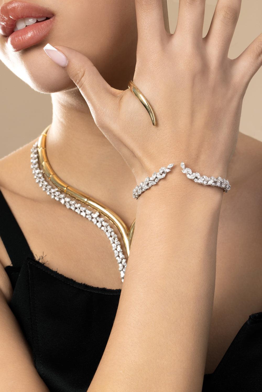 Marquise Diamond Hand Piece-YELLOW GOLD-JEWELRYFINE JEWELBRACELET O-YEPREM