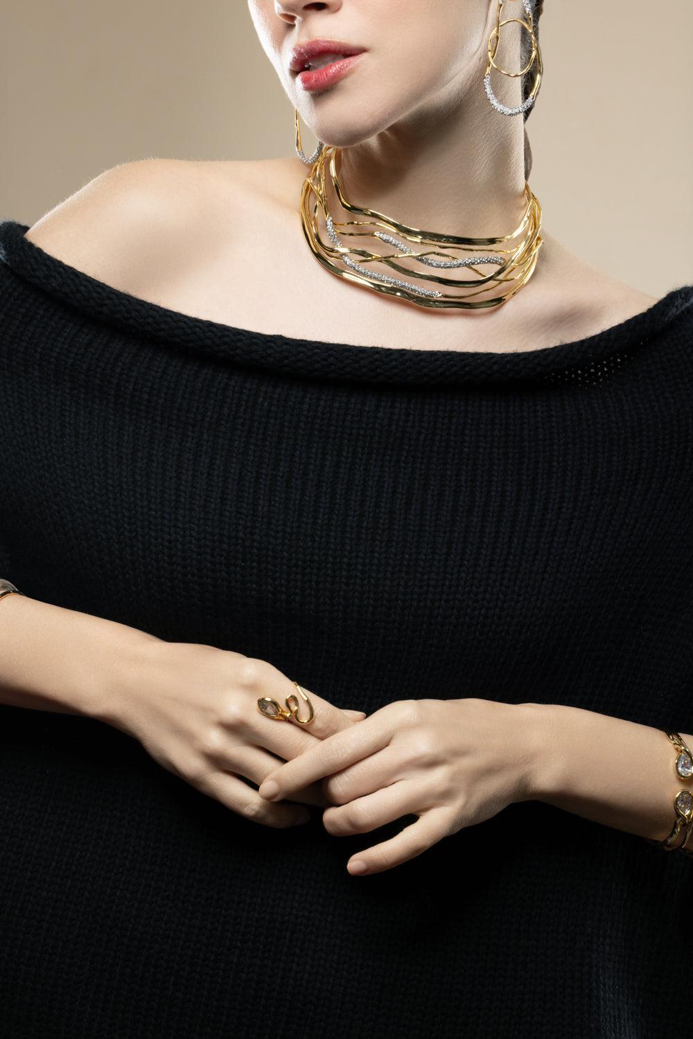 Crystal Solanales Woven Collar Necklace-YELLOW-JEWELRYBOUTIQUENECKLACE O-ALEXIS BITTAR