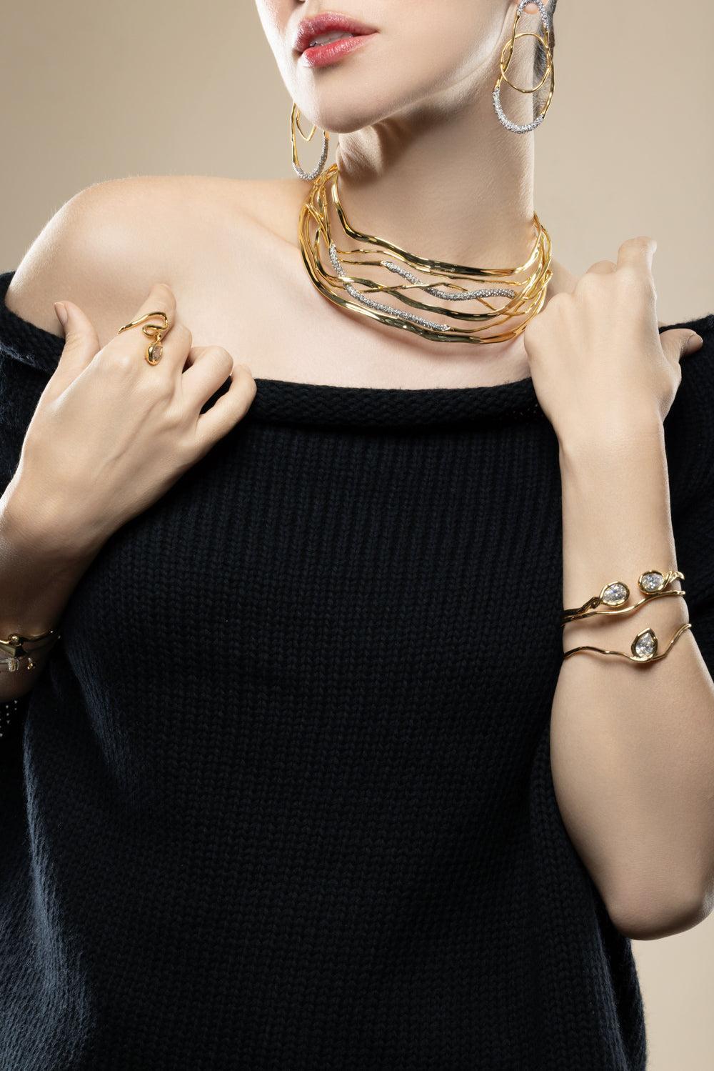 Crystal Asterales Floating Cuff Bracelet-YELLOW-JEWELRYBOUTIQUEBRACELET O-ALEXIS BITTAR