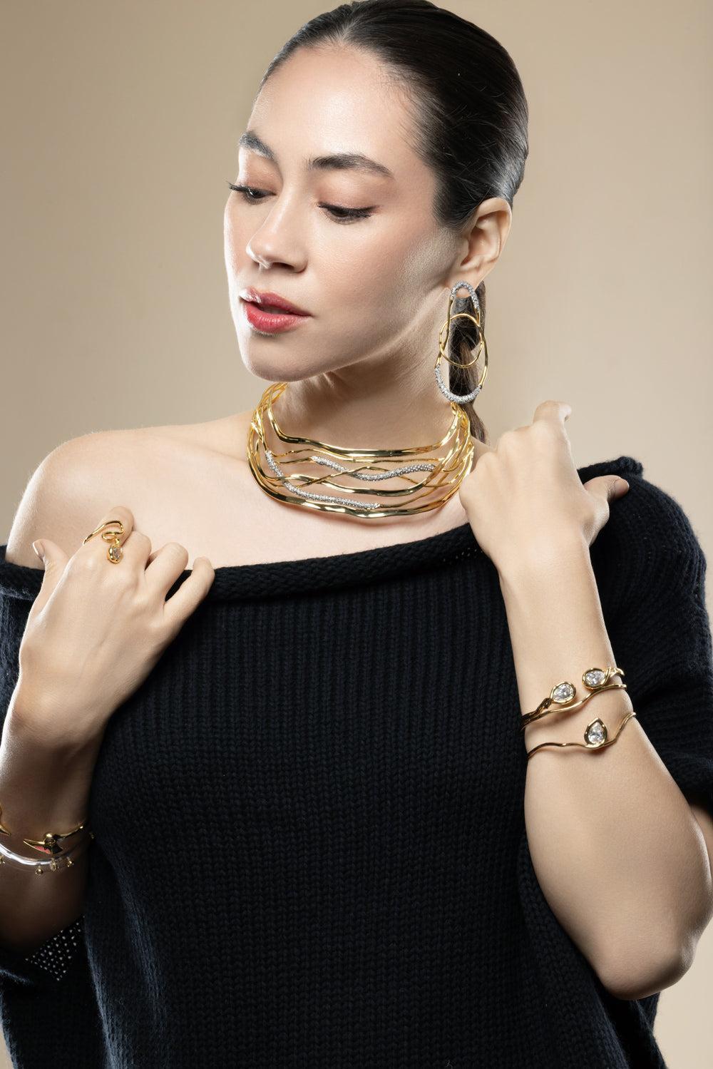 Crystal Solanales Woven Collar Necklace-YELLOW-JEWELRYBOUTIQUENECKLACE O-ALEXIS BITTAR