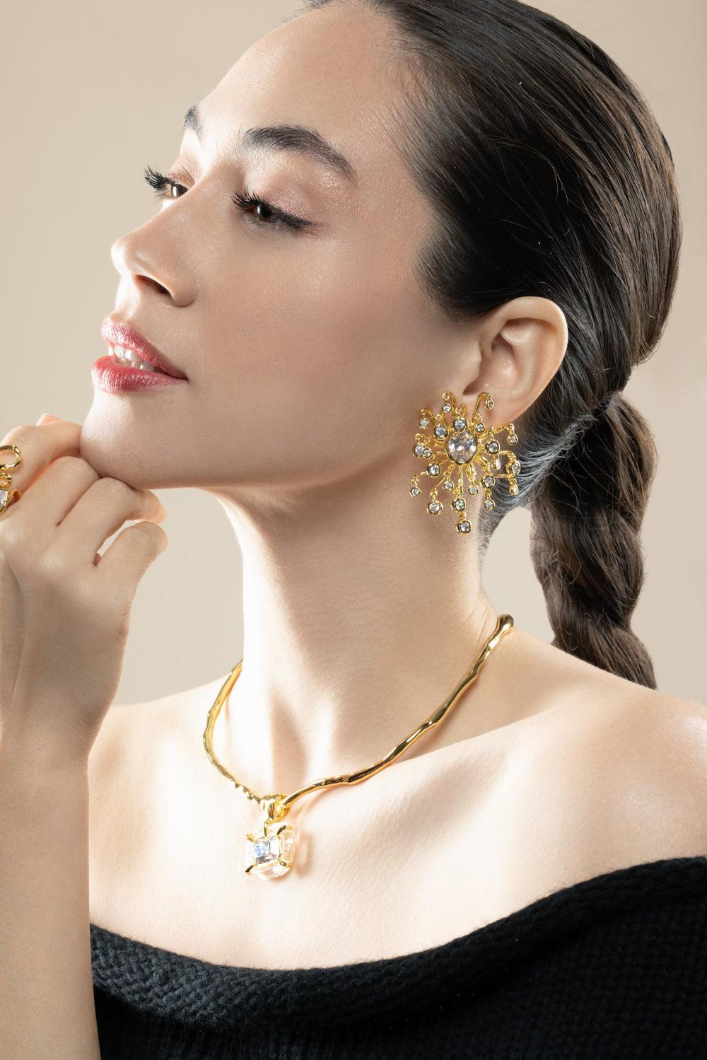 Crystal Asterales Modernist Earrings-YELLOW-JEWELRYBOUTIQUEEARRING-ALEXIS BITTAR