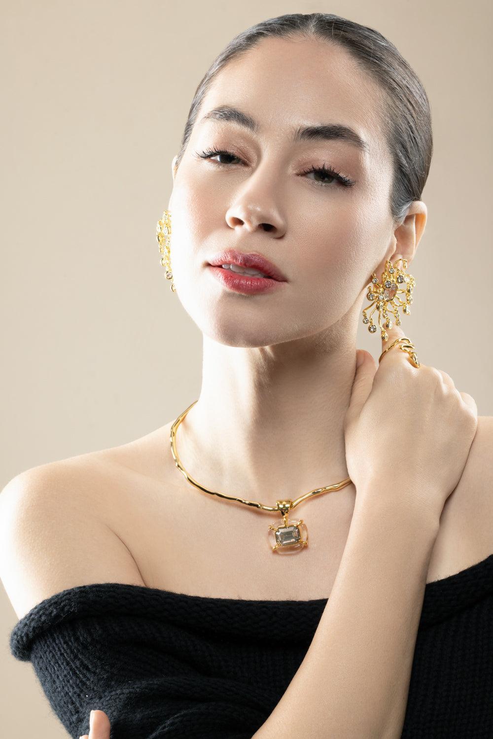Crystal Asterales Modernist Earrings-YELLOW-JEWELRYBOUTIQUEEARRING-ALEXIS BITTAR