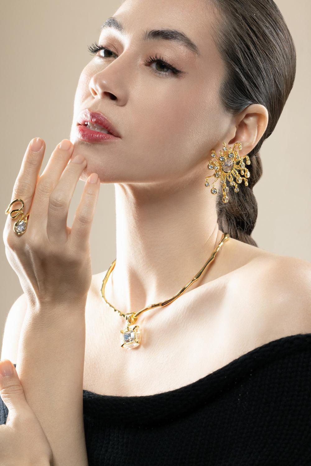 Crystal Asterales Modernist Earrings-YELLOW-JEWELRYBOUTIQUEEARRING-ALEXIS BITTAR