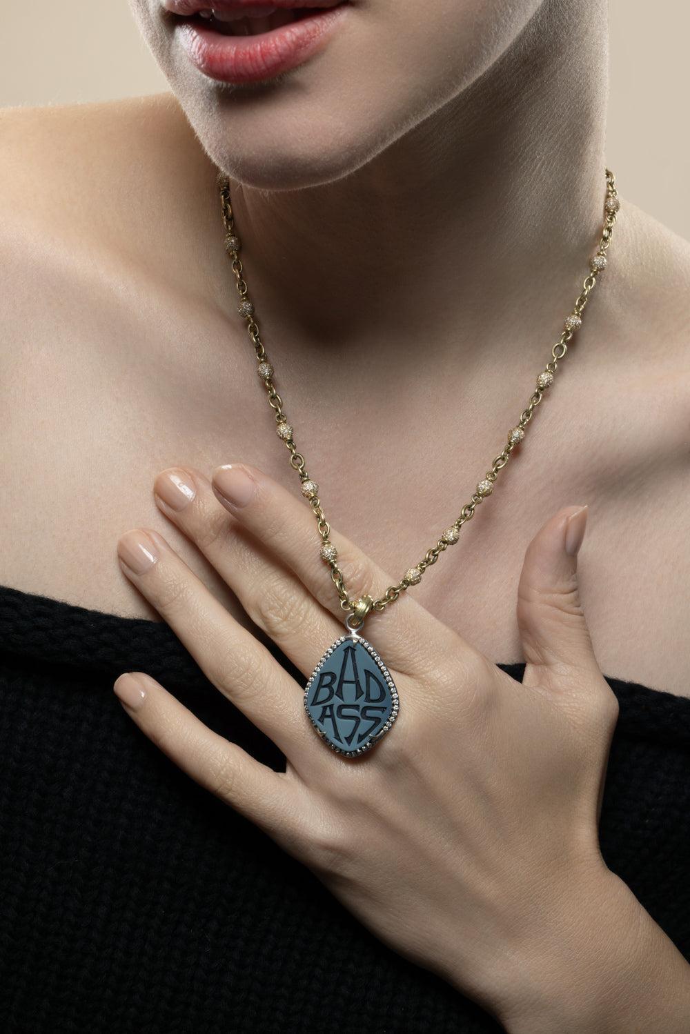 Onyx Bad Ass Pendant-WHITE GOLD-JEWELRYFINE JEWELPENDANT-SYLVA & CIE